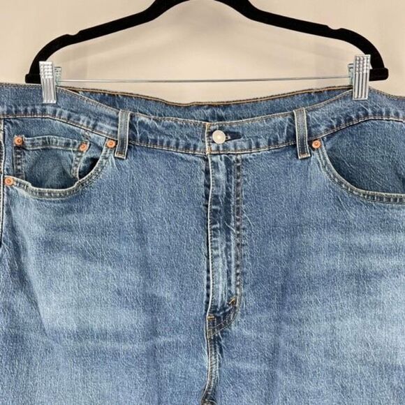 Levi's 505 High-Rise Straight Leg Jeans Blue Denim Light Wash Size 42x30 worn - Picture 4 of 10